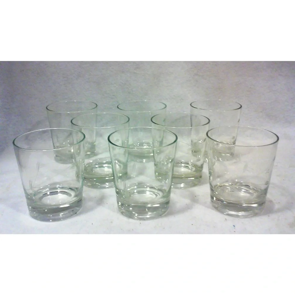 Vintage Clear Etched Glass Rock Set of 6